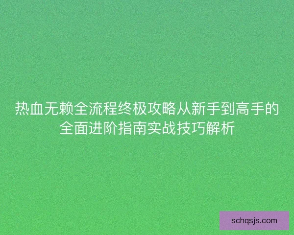 热血无赖全流程终极攻略从新手到高手的全面进阶指南实战技巧解析