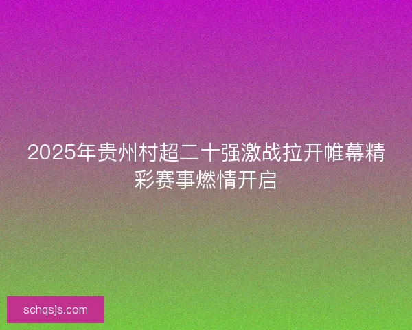 2025年贵州村超二十强激战拉开帷幕精彩赛事燃情开启
