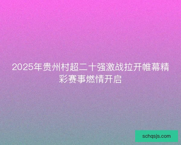 2025年贵州村超二十强激战拉开帷幕精彩赛事燃情开启